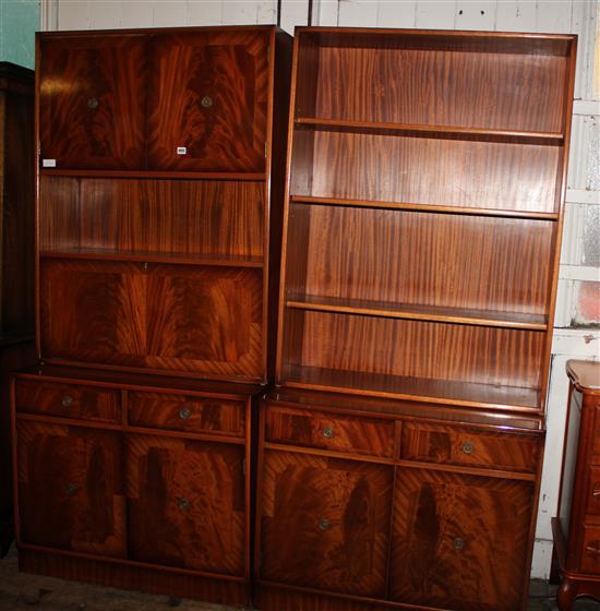 Walnut display cabinet & another
